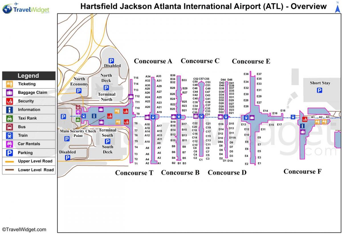 नक्शे के Hartsfield जैक्सन अटलांटा अंतरराष्ट्रीय हवाई अड्डे