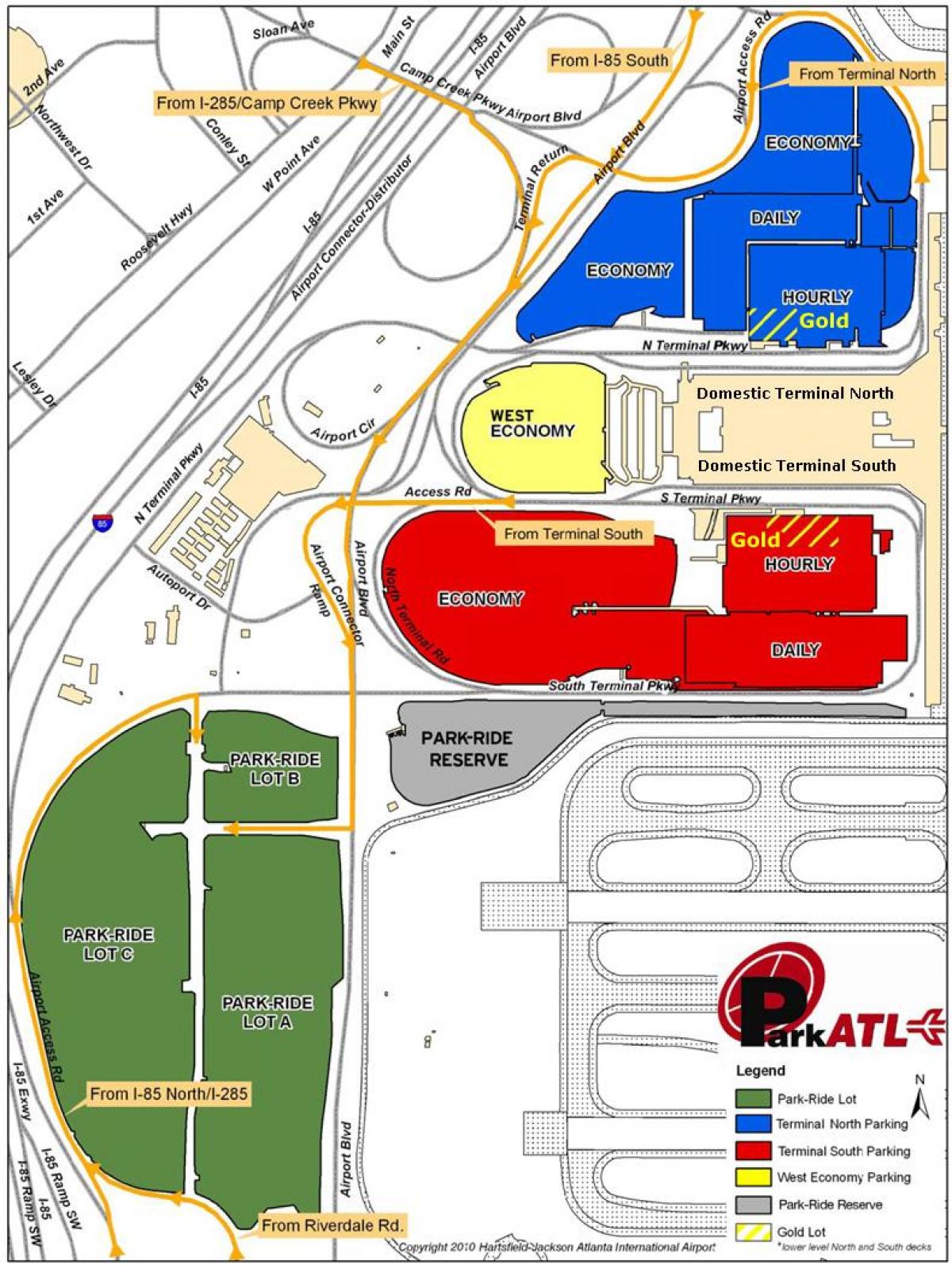 अटलांटा Hartsfield हवाई अड्डे के पार्किंग का नक्शा