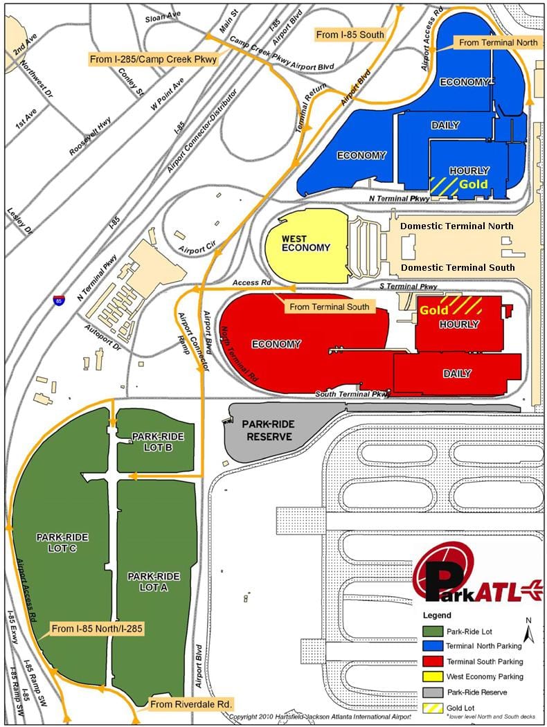 अटलांटा Hartsfield हवाई अड्डे के पार्किंग का नक्शा