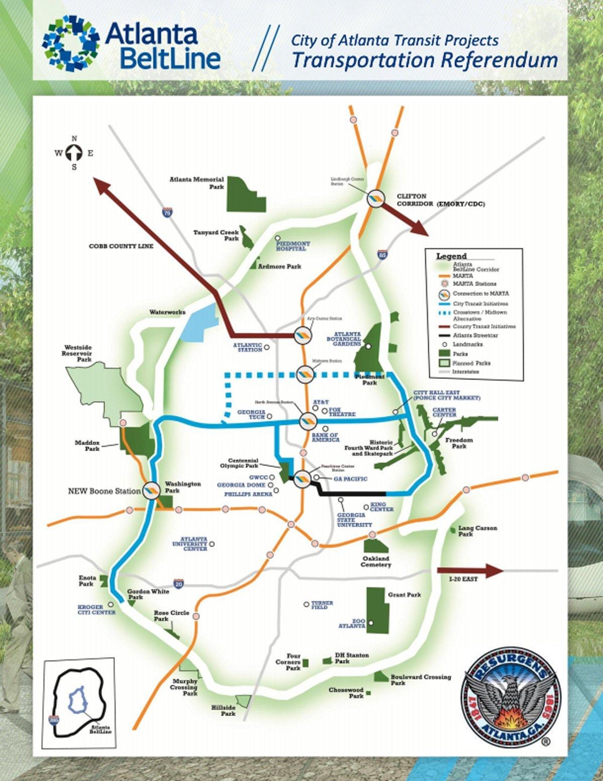 नक्शे के अटलांटा beltline