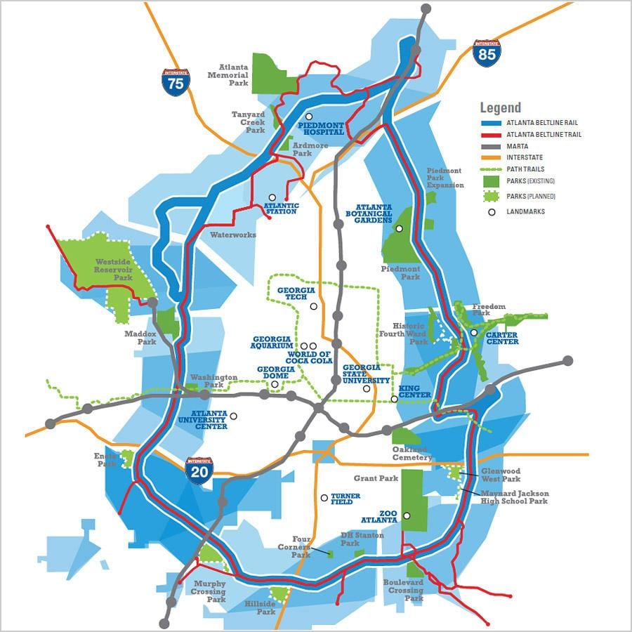 अटलांटा beltline का नक्शा